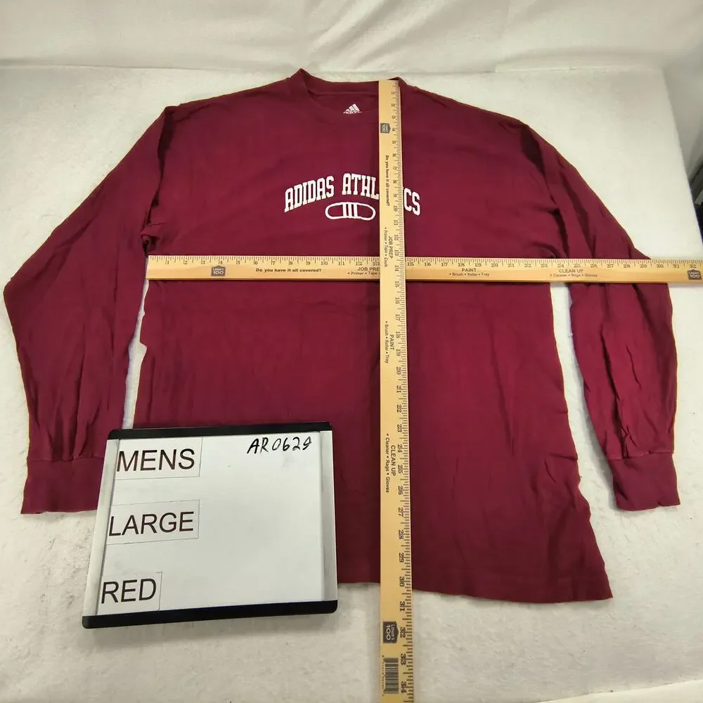 Adidas Athletics Graphic Crew Neck Long Sleeve T Shirt Mens Size Large L Red
